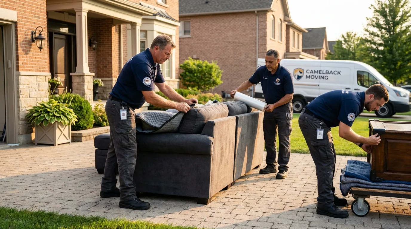 Large estate moving crew wrapping furniture in San Rafael, CA
