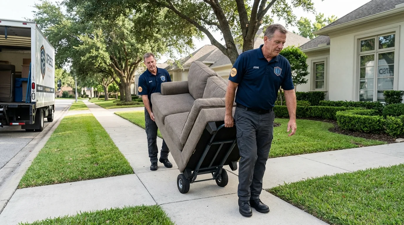 Local residential moving crew loading furniture in San Rafael, CA